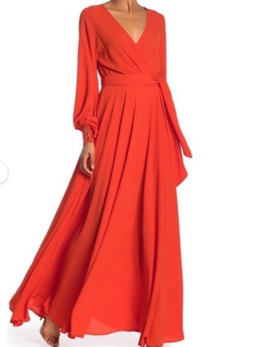 Meghan LA Coral Wrap Maxi Dress with Side Slit